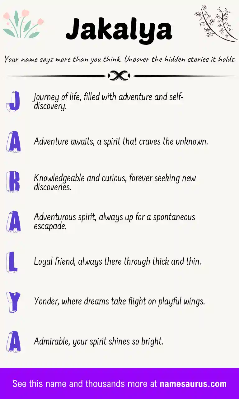 Acrostic poem about Jakalya.