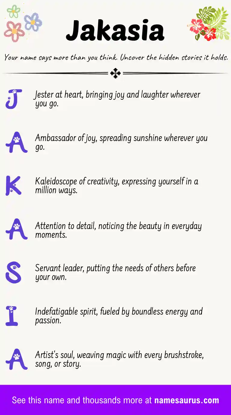 Acrostic poem about Jakasia.
