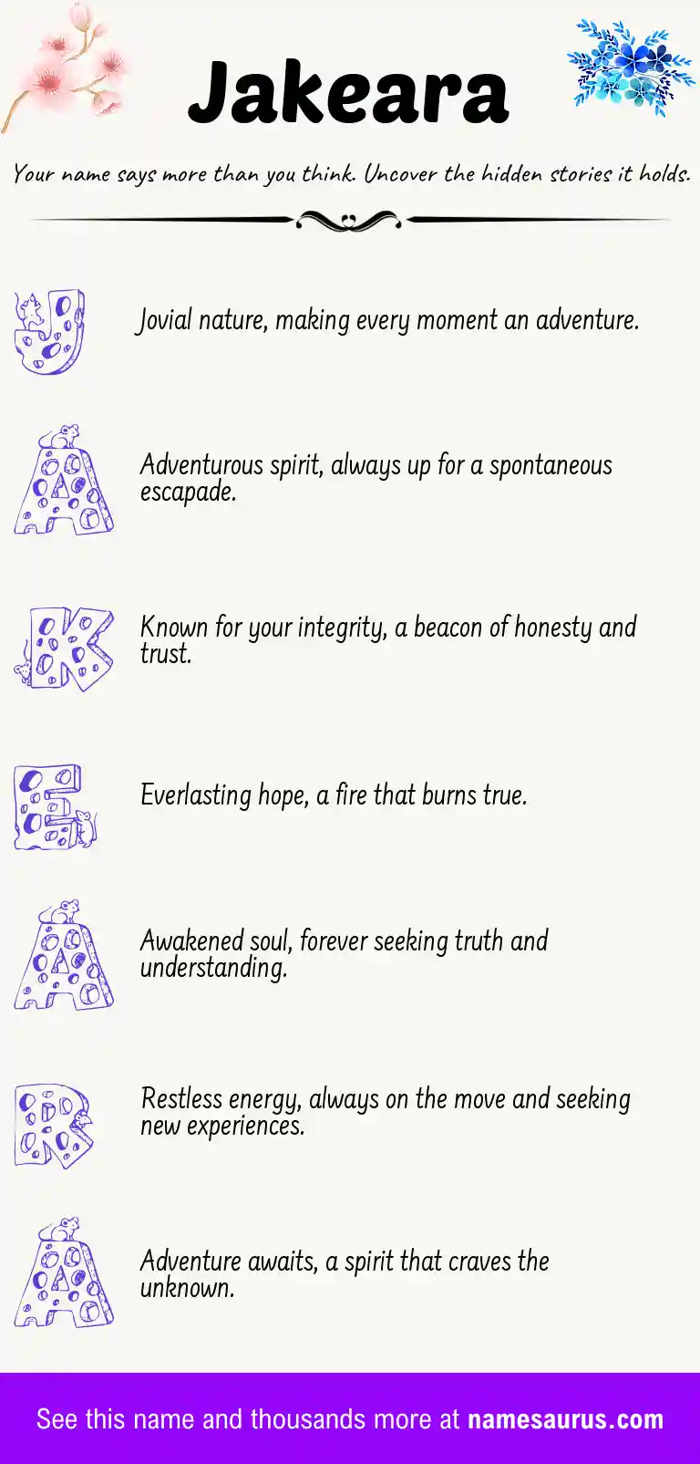 Acrostic poem about Jakeara.