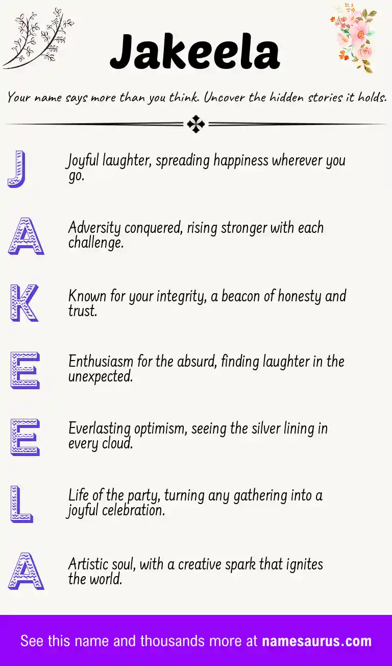 Acrostic poem about Jakeela.