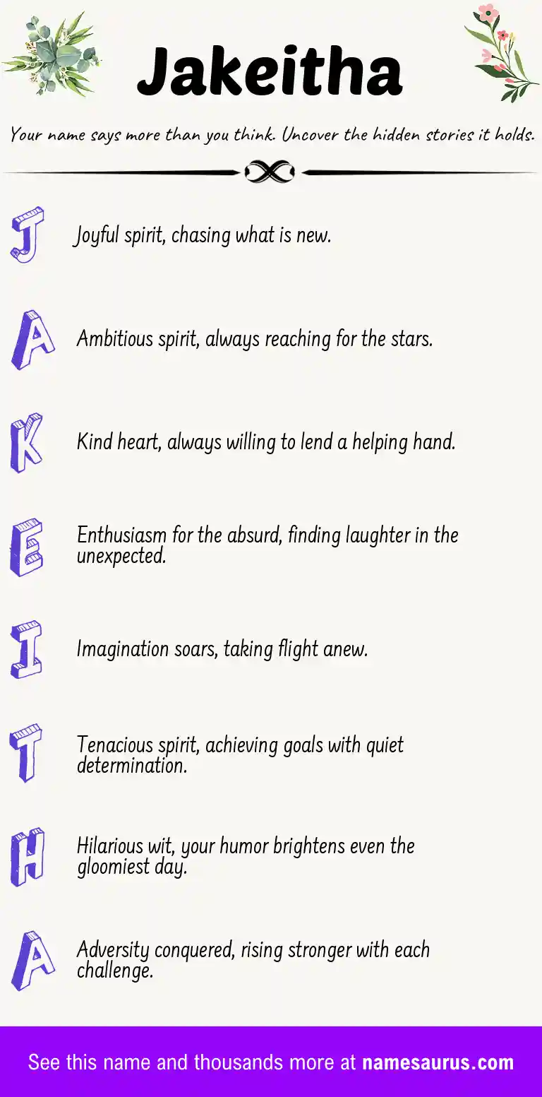 Acrostic poem about Jakeitha.