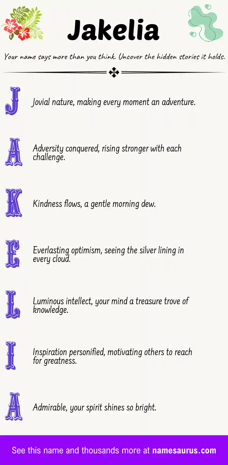 Acrostic poem about Jakelia.