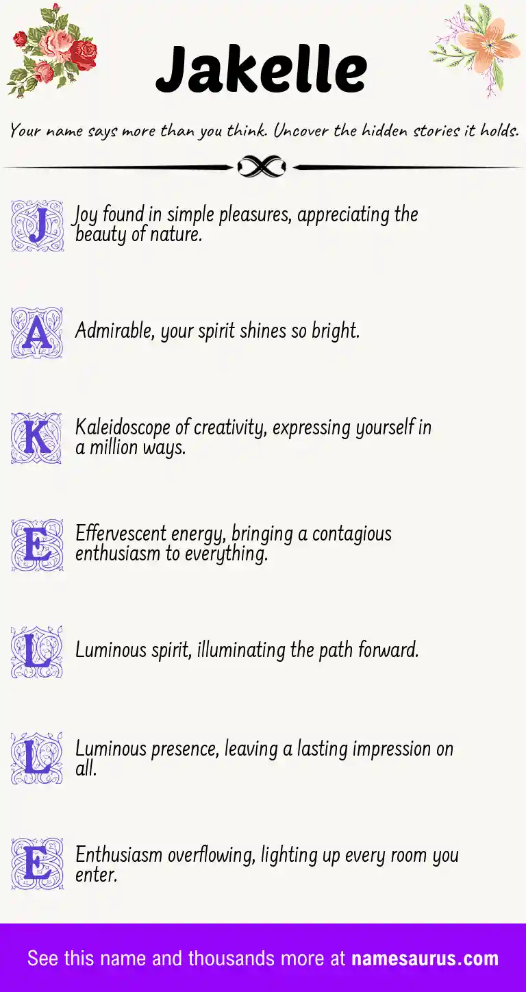 Acrostic poem about Jakelle.