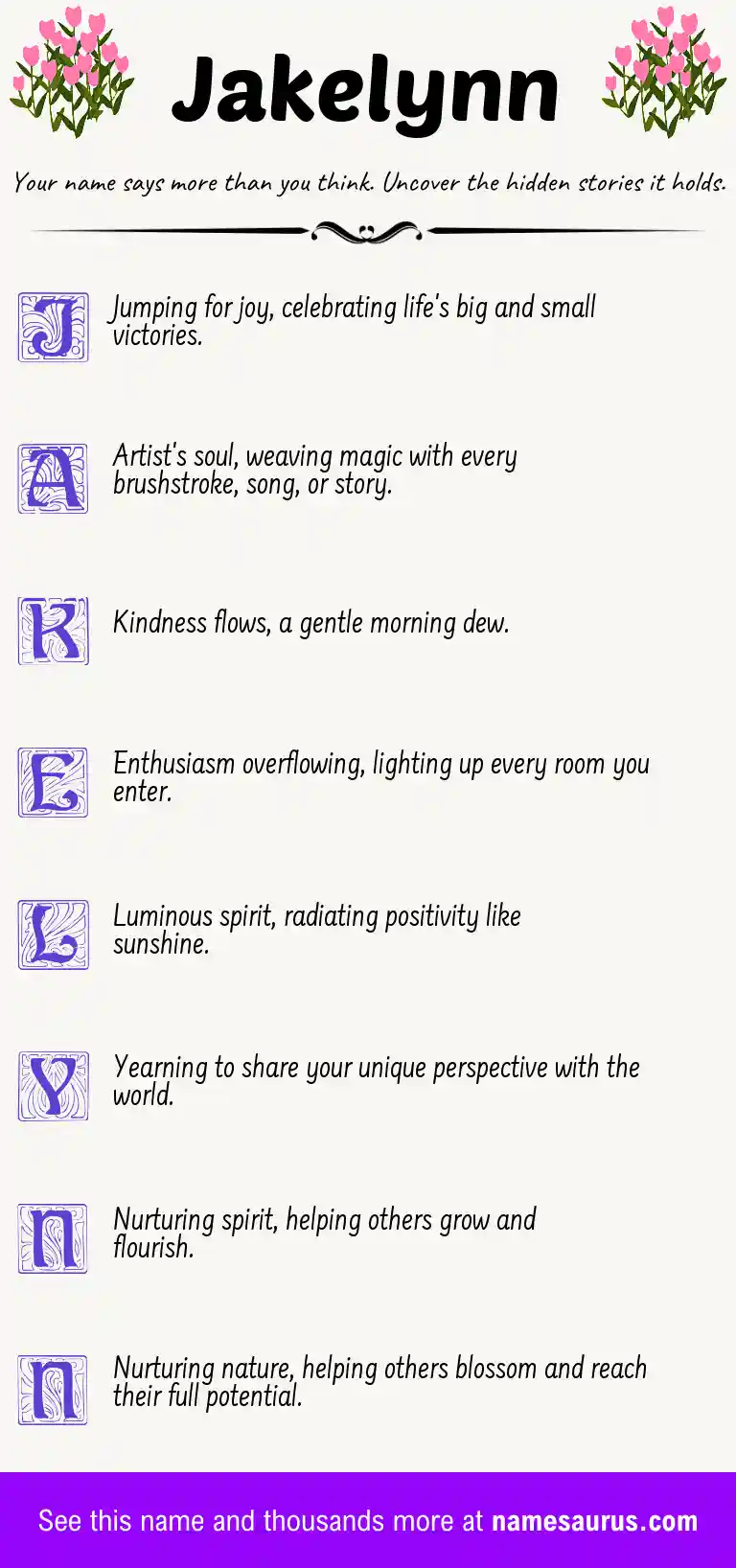 Acrostic poem about Jakelynn.