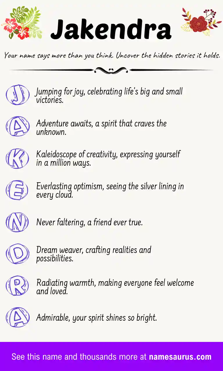 Acrostic poem about Jakendra.
