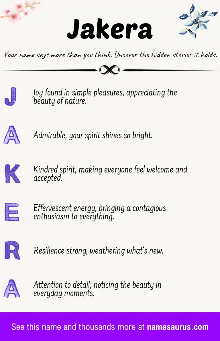 Acrostic poem about Jakera.