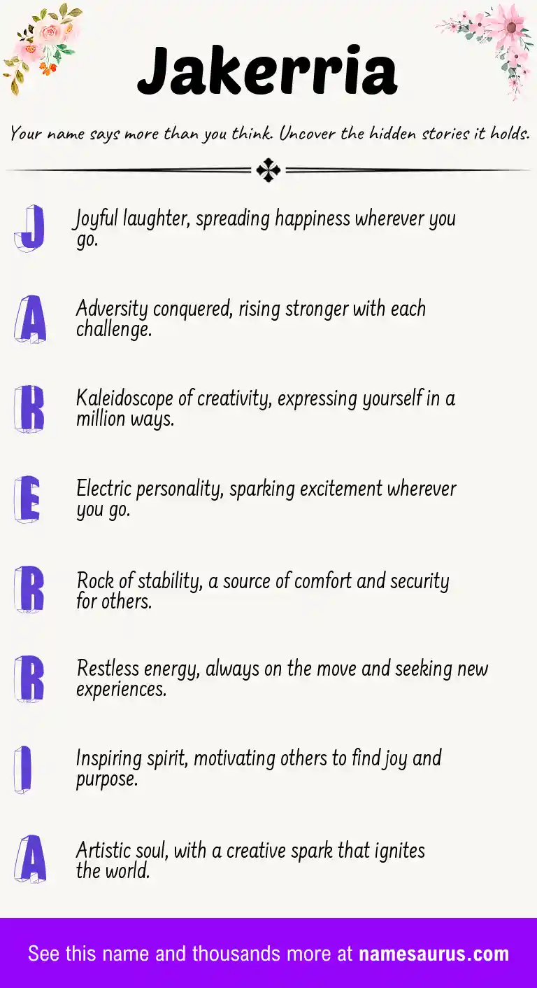 Acrostic poem about Jakerria.