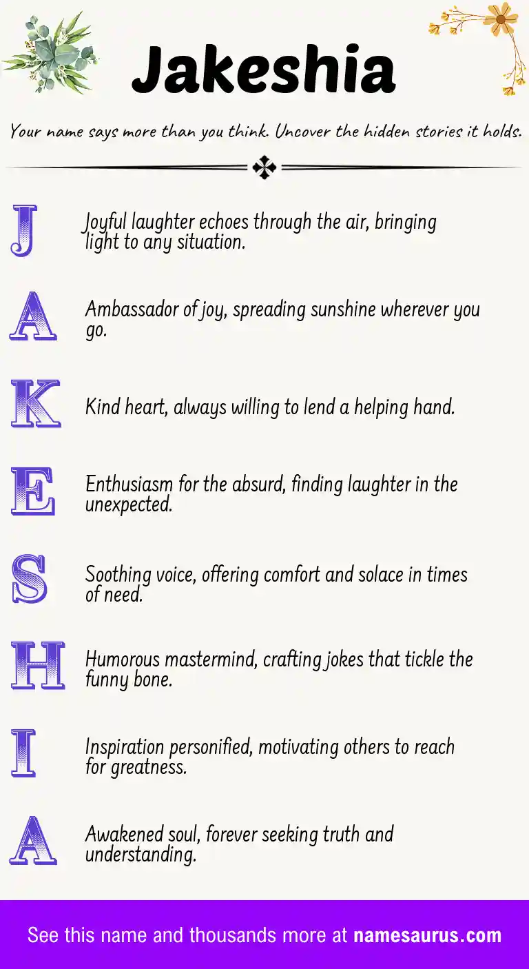 Acrostic poem about Jakeshia.