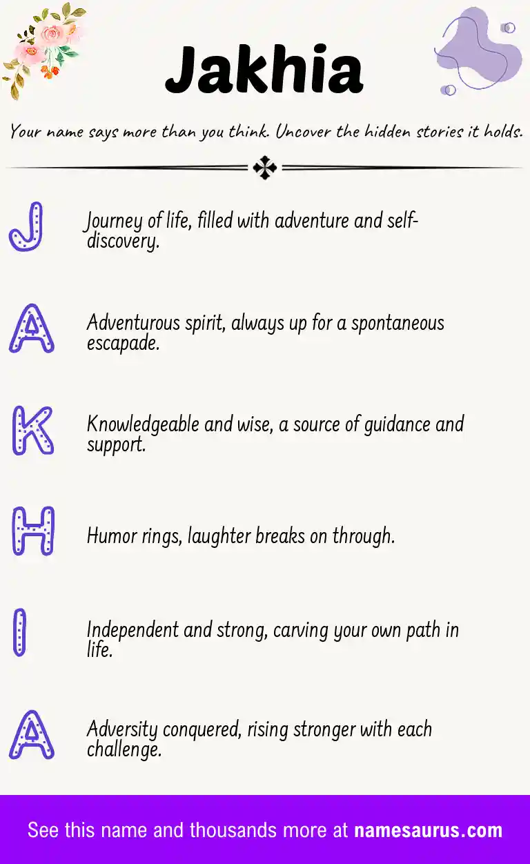 Acrostic poem about Jakhia.