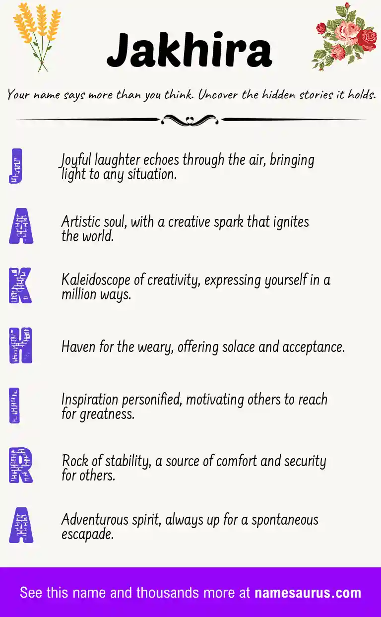 Acrostic poem about Jakhira.
