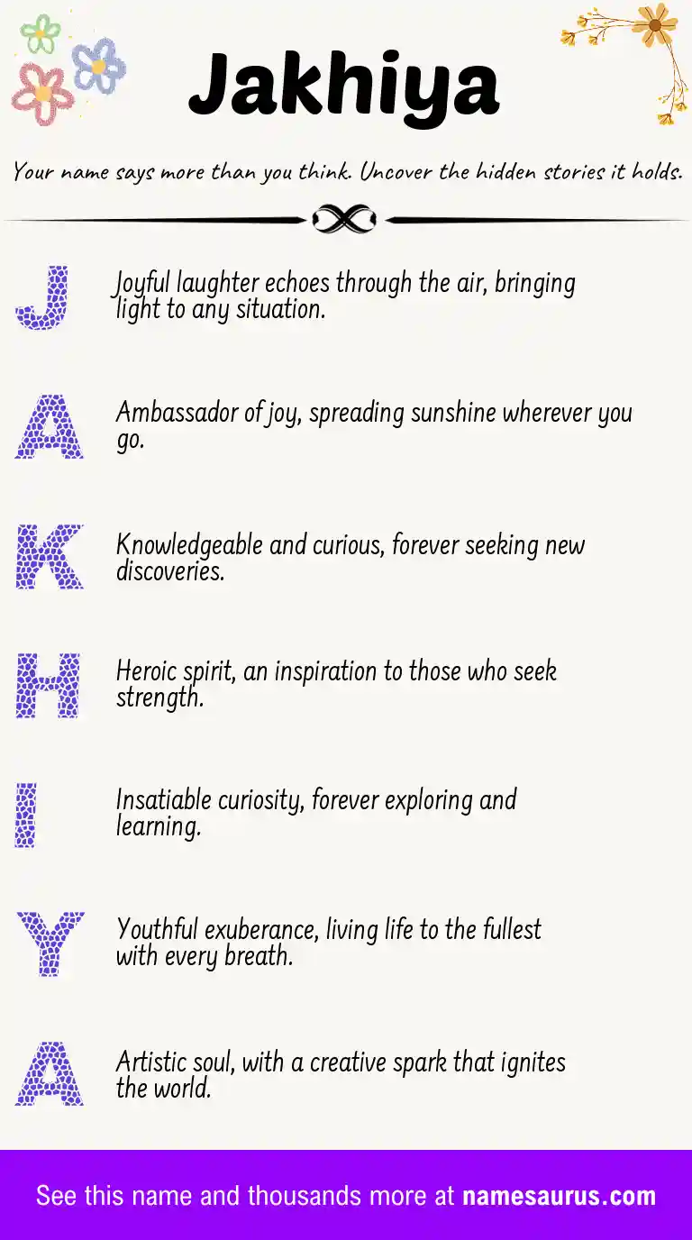 Acrostic poem about Jakhiya.
