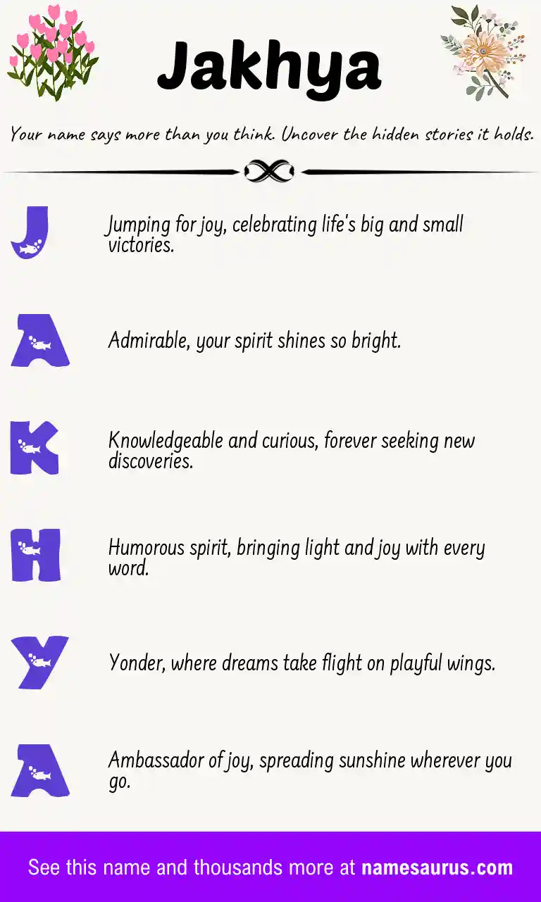 Acrostic poem about Jakhya.