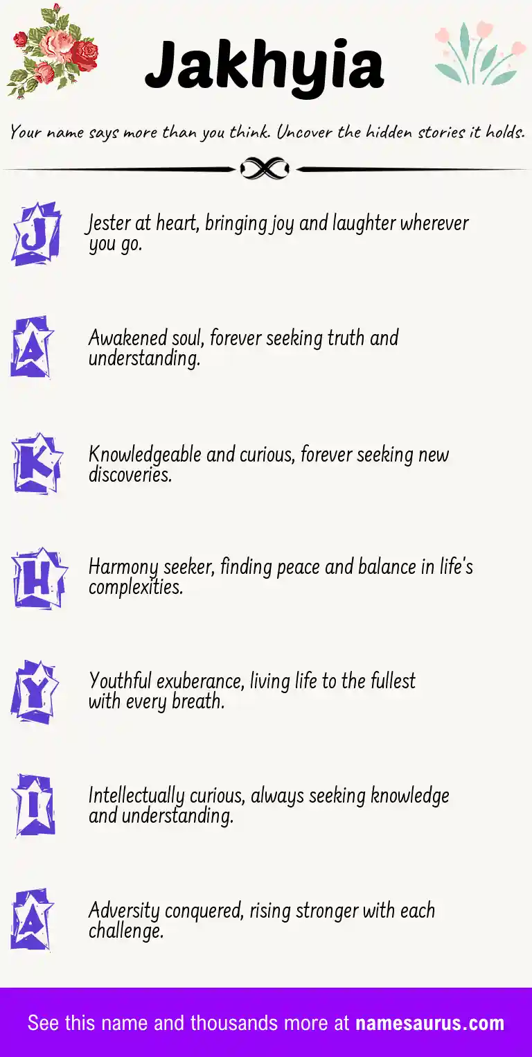 Acrostic poem about Jakhyia.
