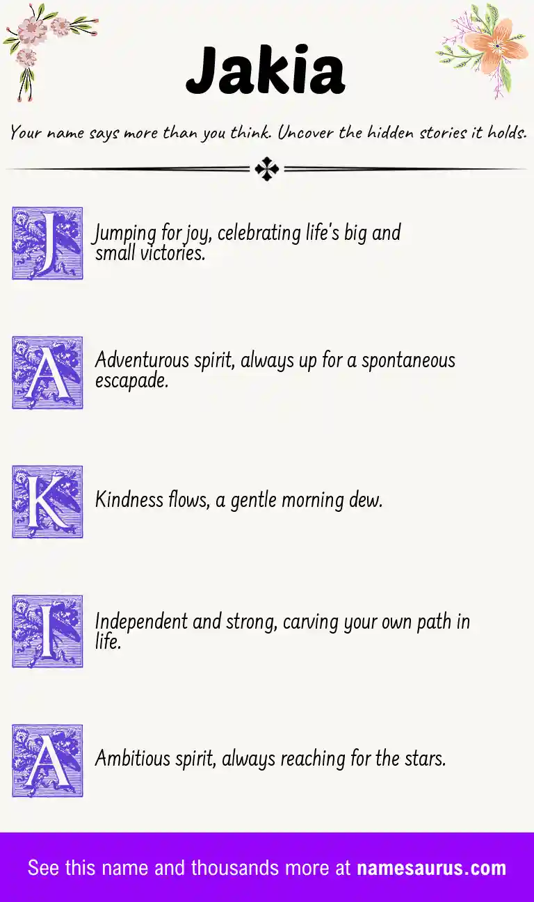 Acrostic poem about Jakia.