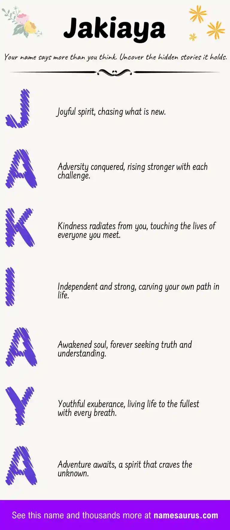 Acrostic poem about Jakiaya.