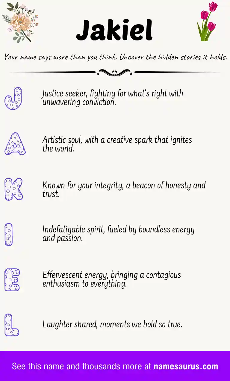 Acrostic poem about Jakiel.
