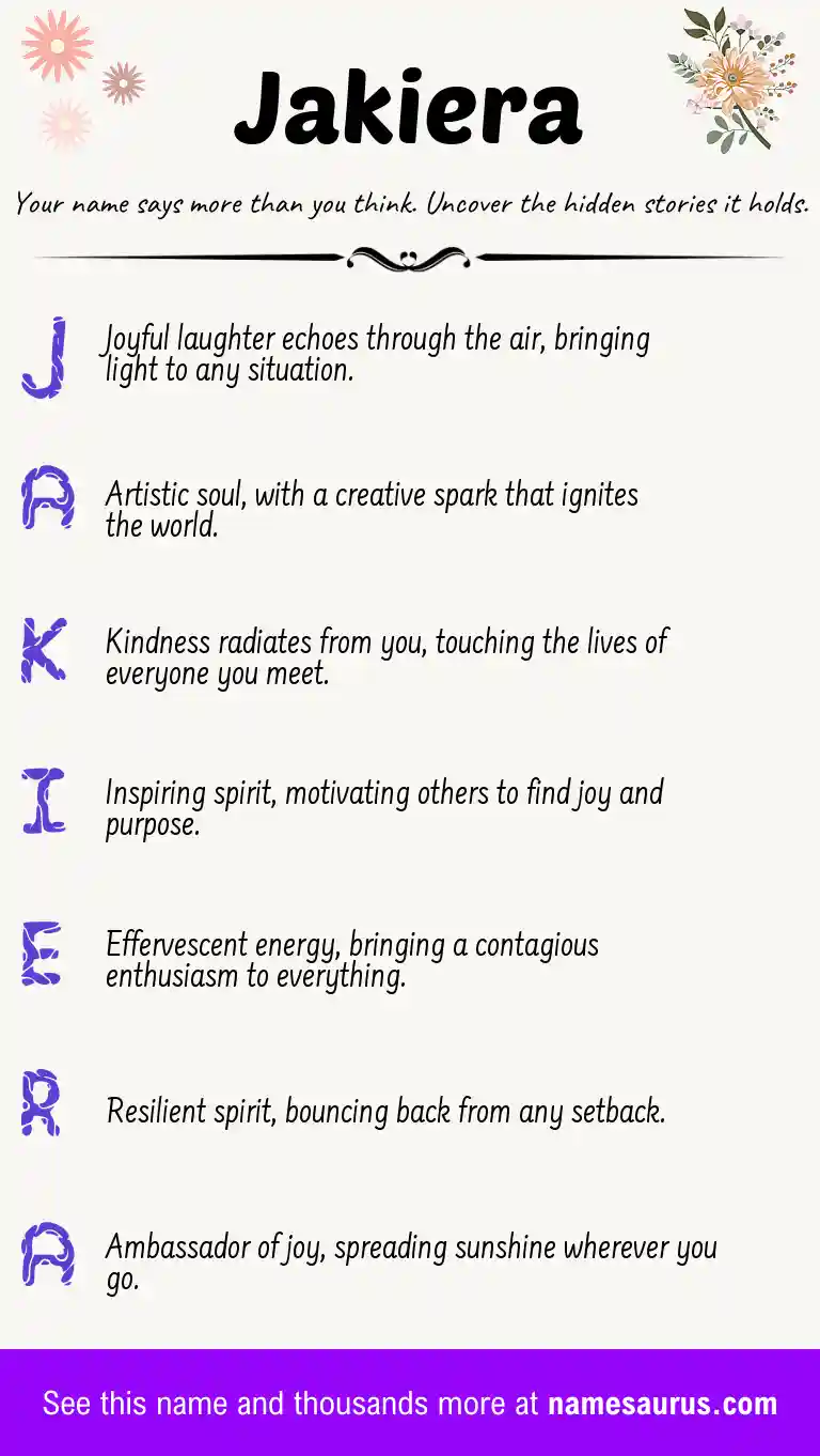 Acrostic poem about Jakiera.