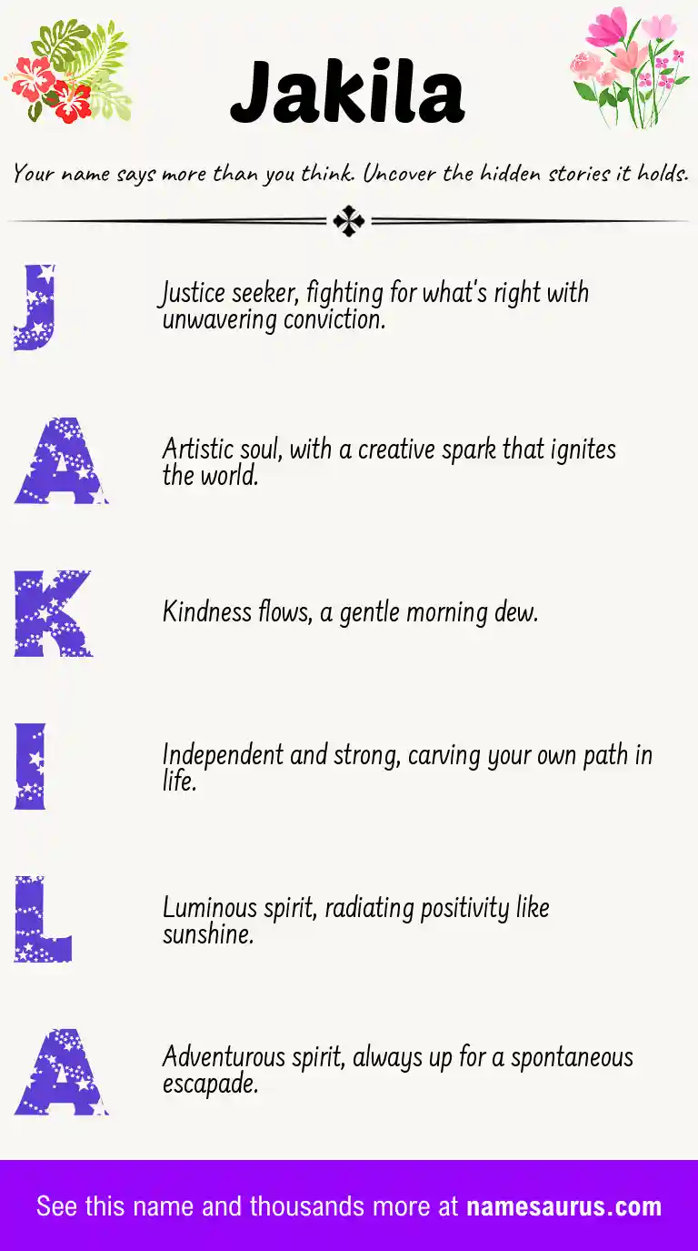 Acrostic poem about Jakila.
