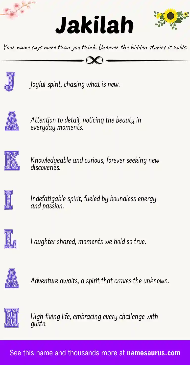 Acrostic poem about Jakilah.