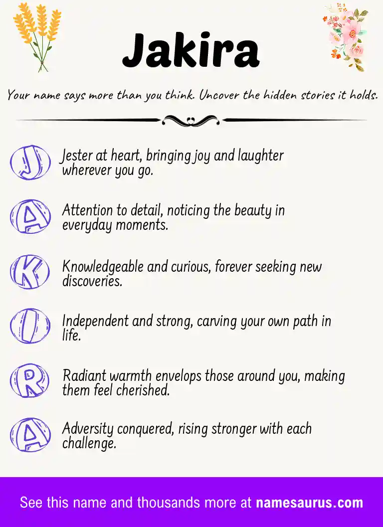 Acrostic poem about Jakira.