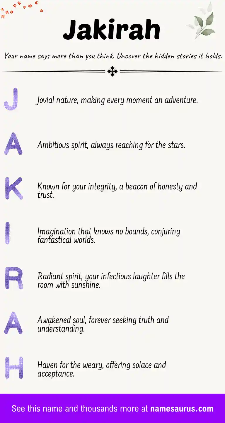 Acrostic poem about Jakirah.
