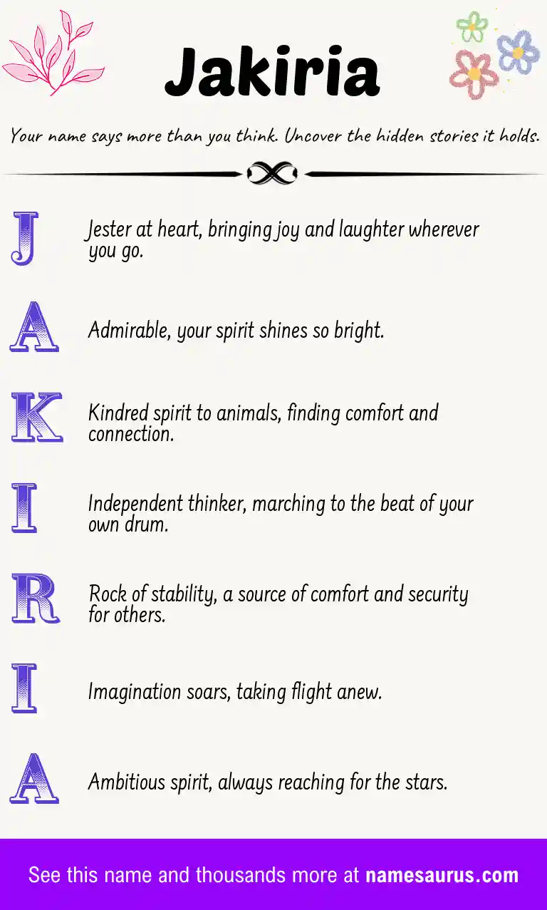 Acrostic poem about Jakiria.