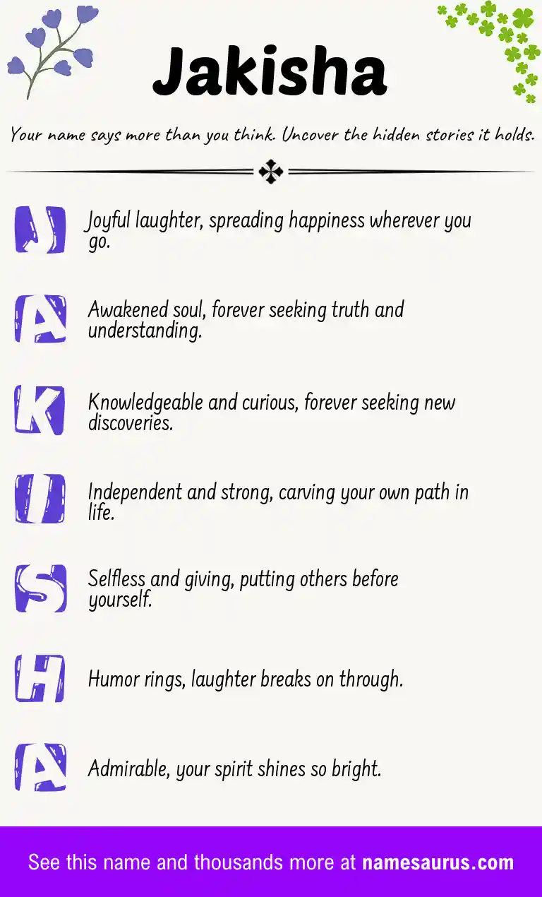 Acrostic poem about Jakisha.