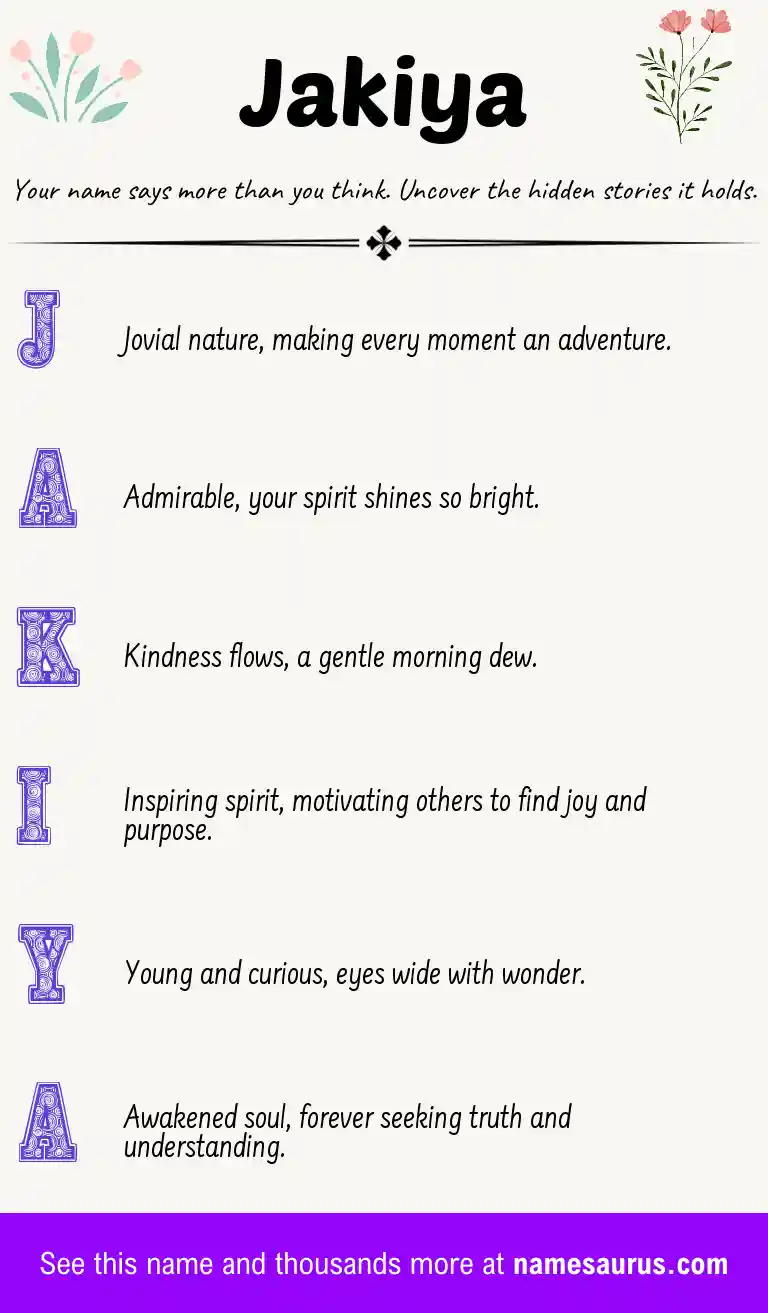 Acrostic poem about Jakiya.