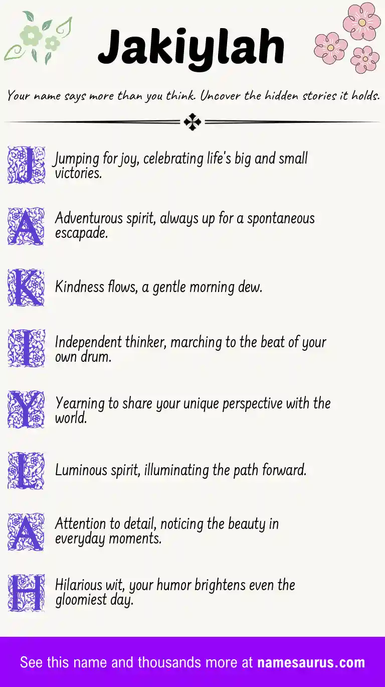Acrostic poem about Jakiylah.