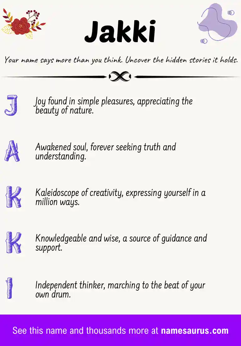 Acrostic poem about Jakki.