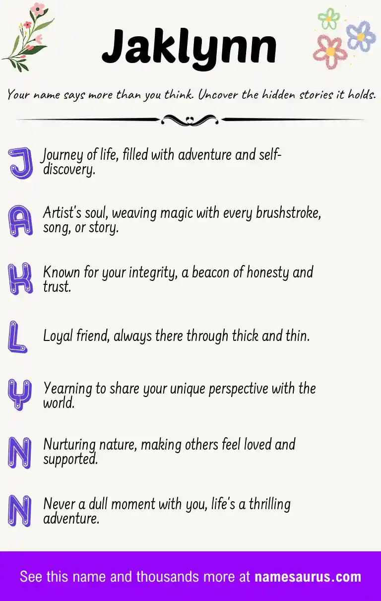 Acrostic poem about Jaklynn.