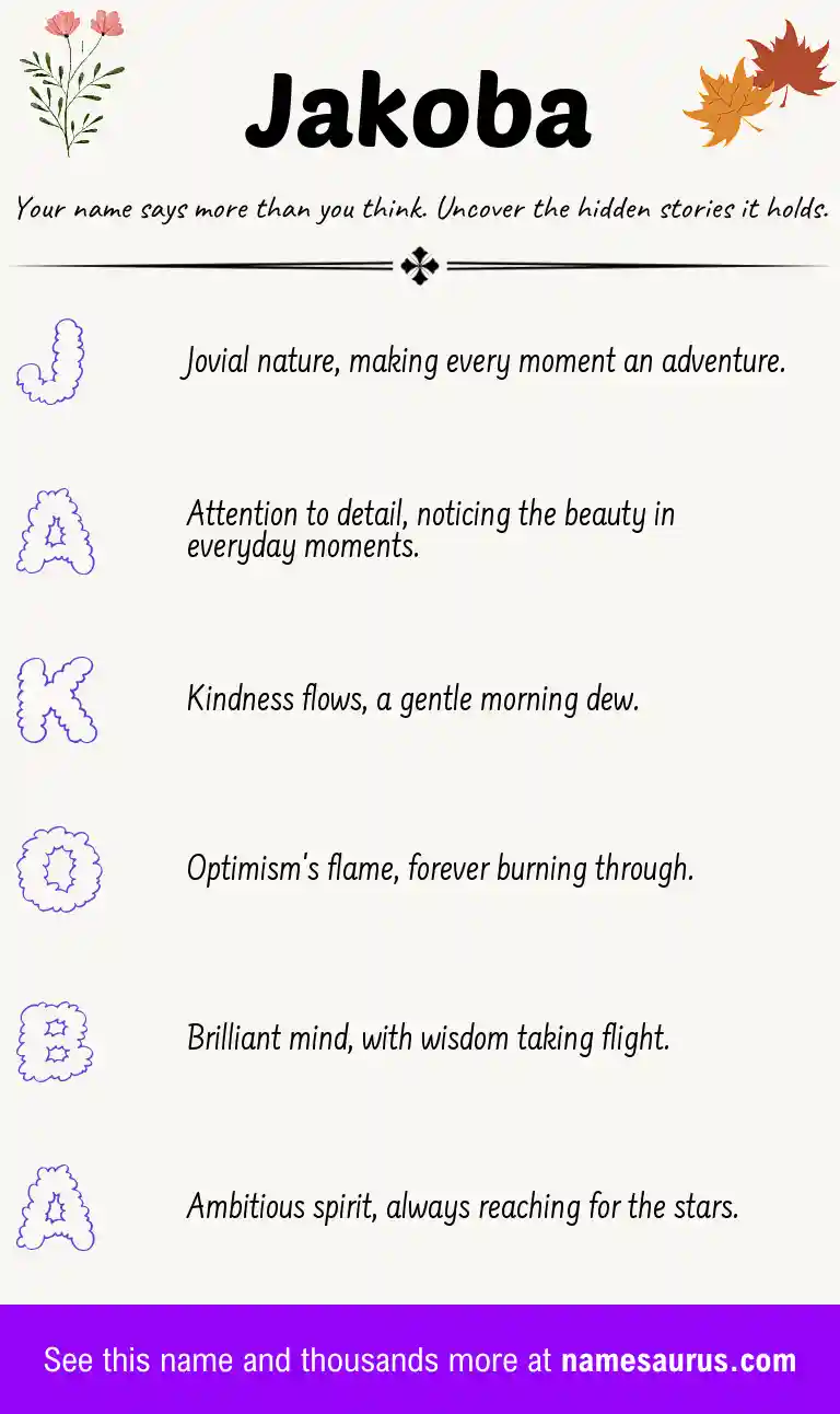 Acrostic poem about Jakoba.