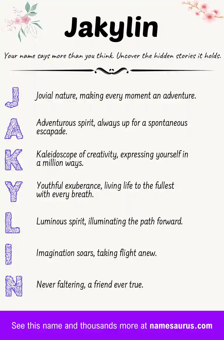 Acrostic poem about Jakylin.