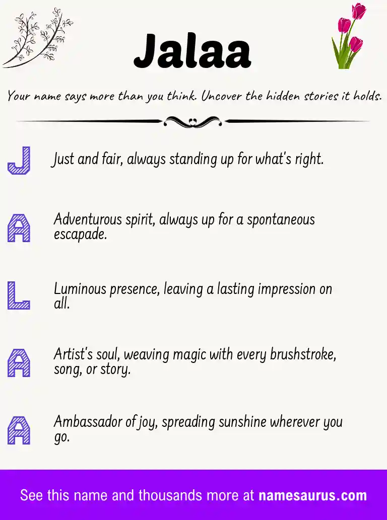 Acrostic poem about Jalaa.