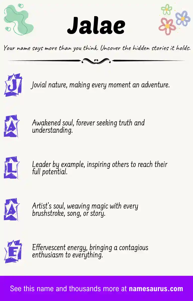 Acrostic poem about Jalae.