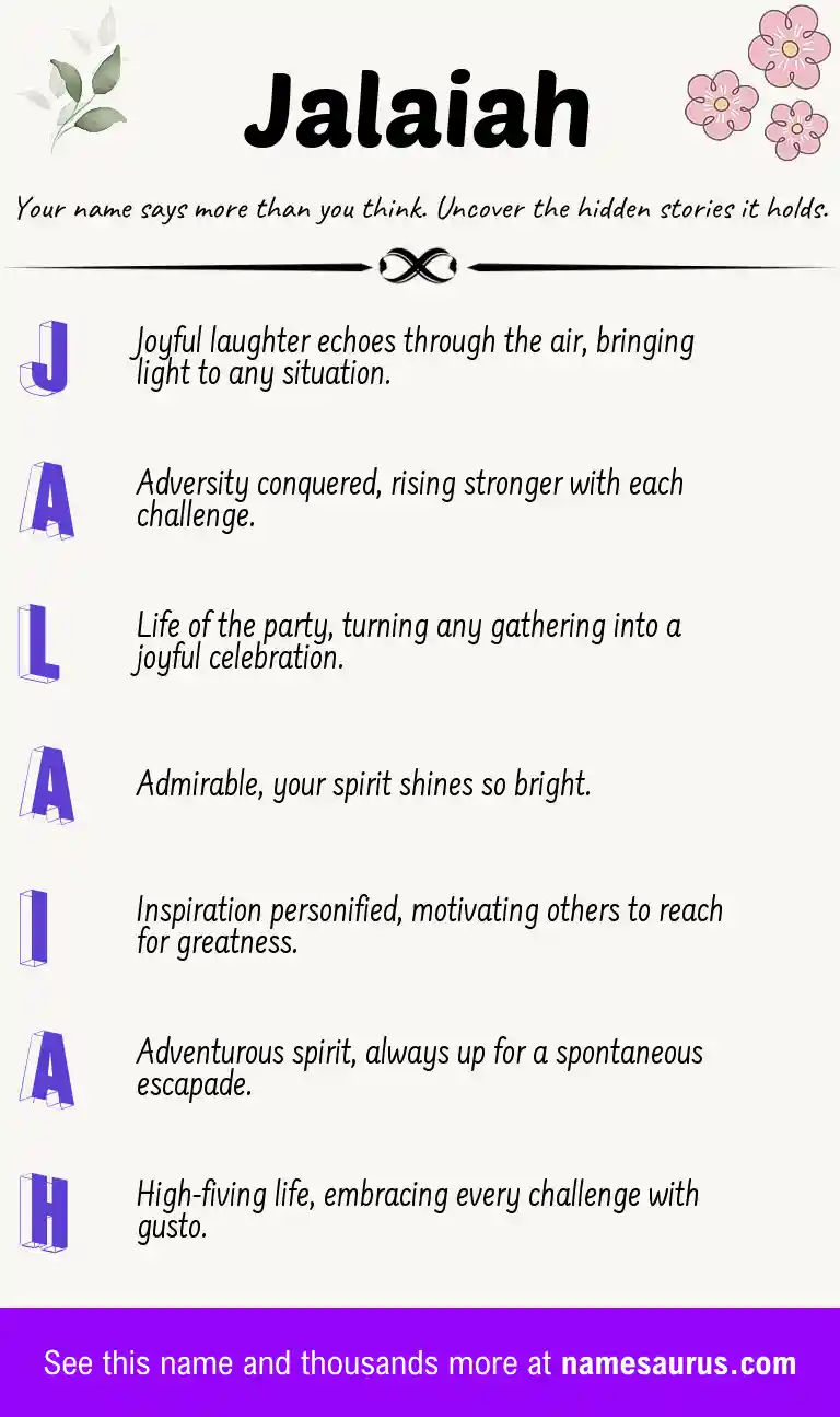 Acrostic poem about Jalaiah.