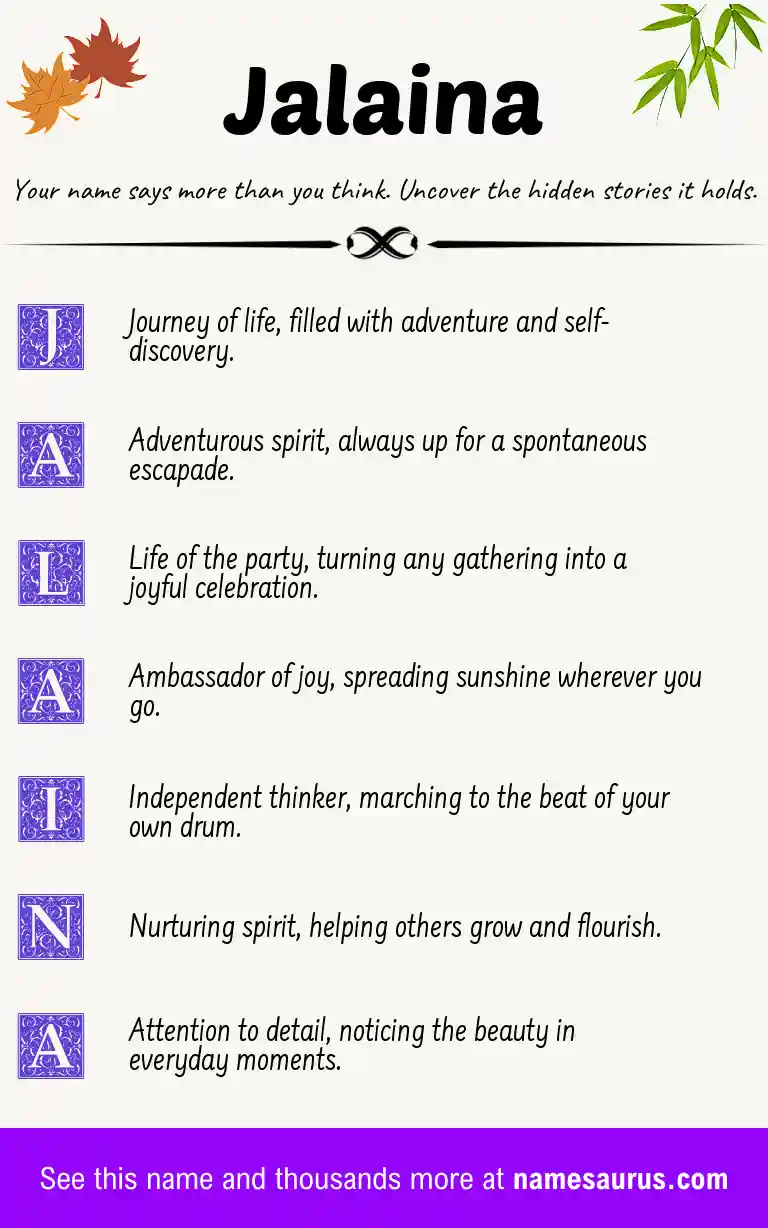 Acrostic poem about Jalaina.