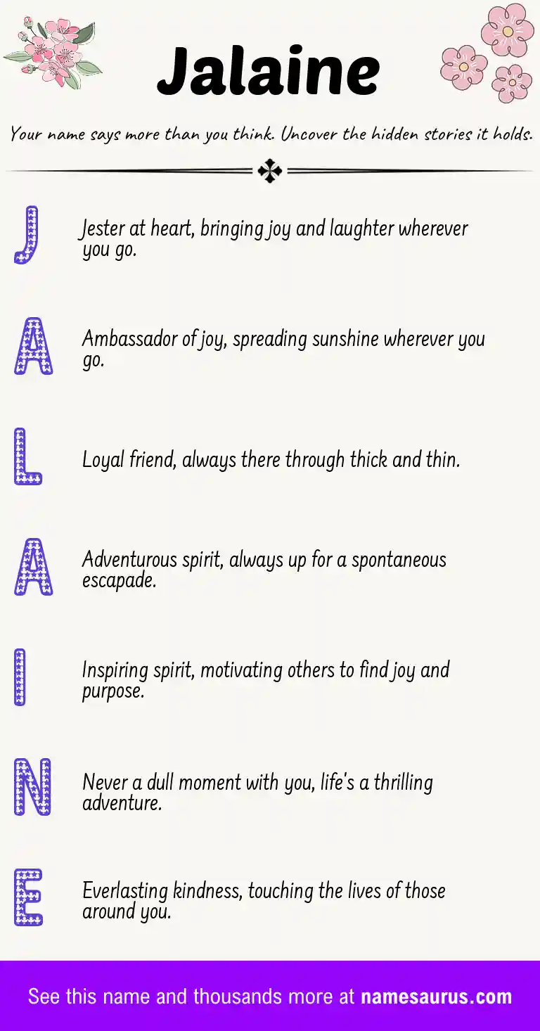 Acrostic poem about Jalaine.