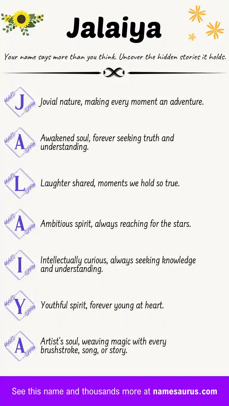 Acrostic poem about Jalaiya.