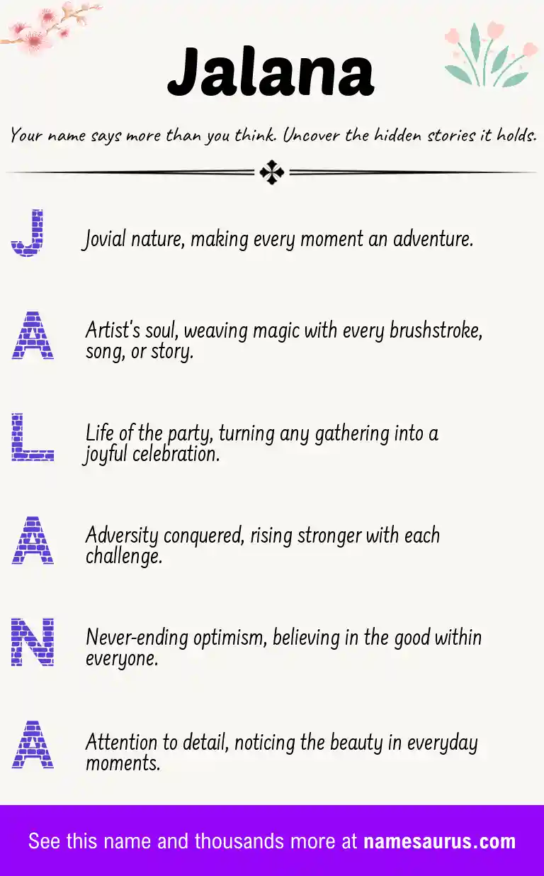 Acrostic poem about Jalana.