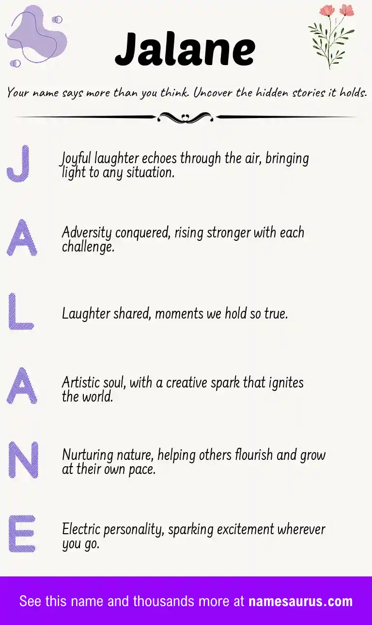 Acrostic poem about Jalane.