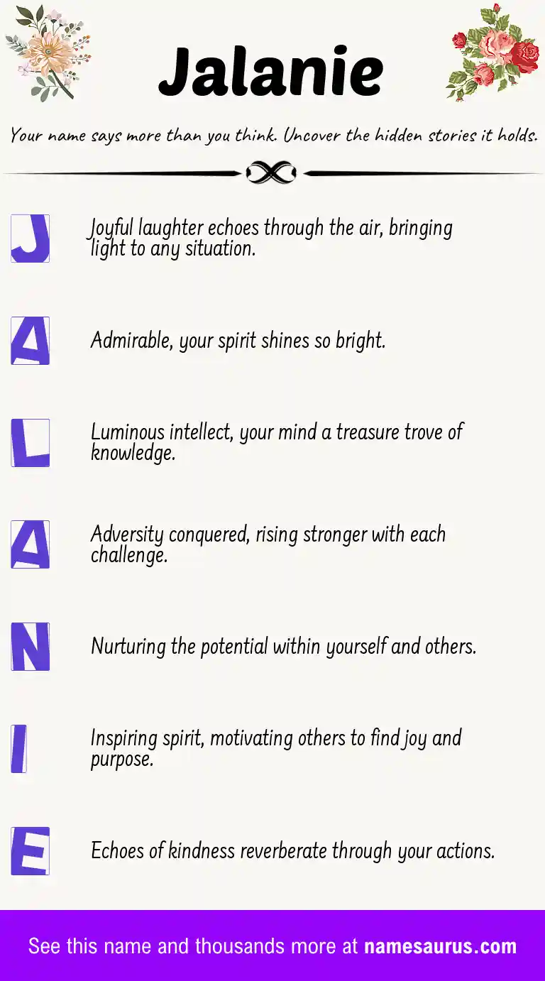 Acrostic poem about Jalanie.