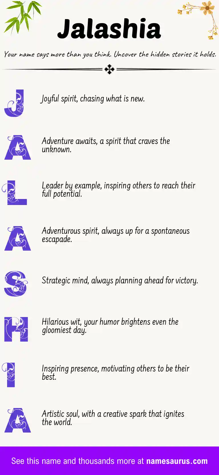 Acrostic poem about Jalashia.