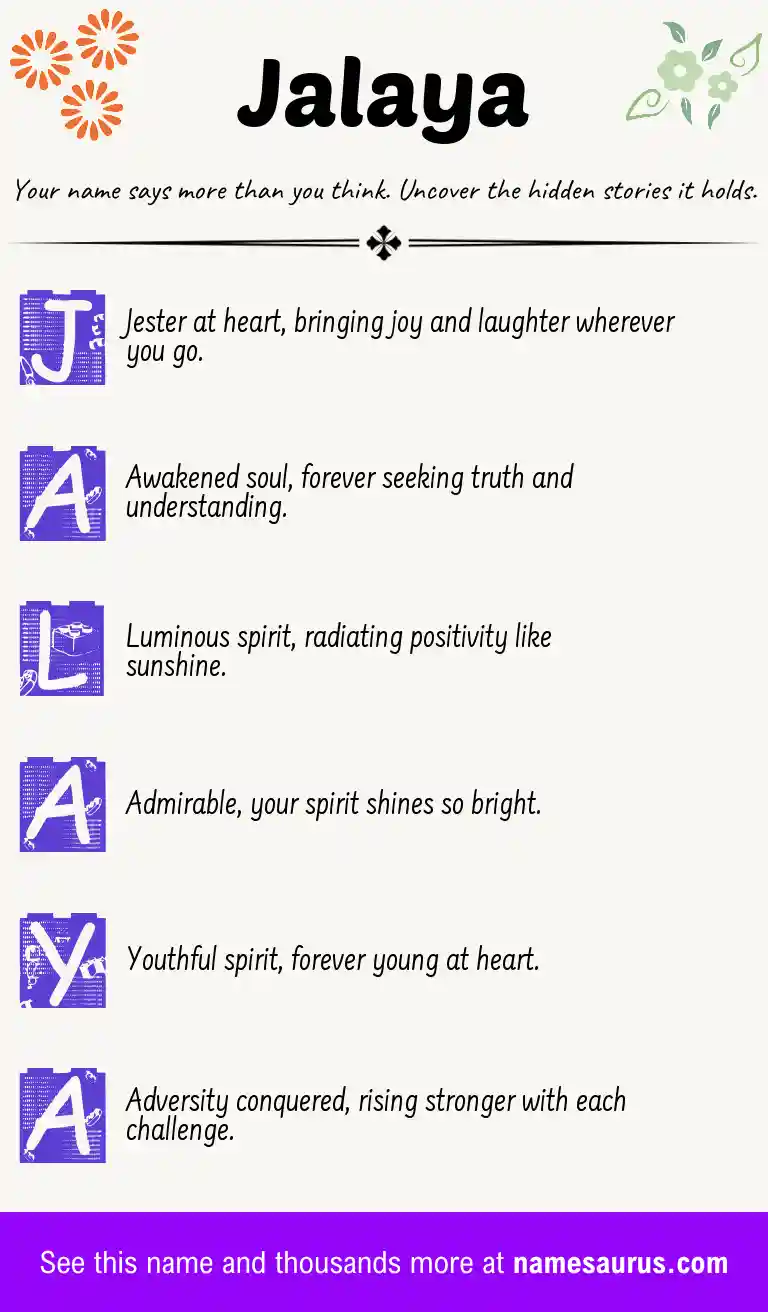 Acrostic poem about Jalaya.