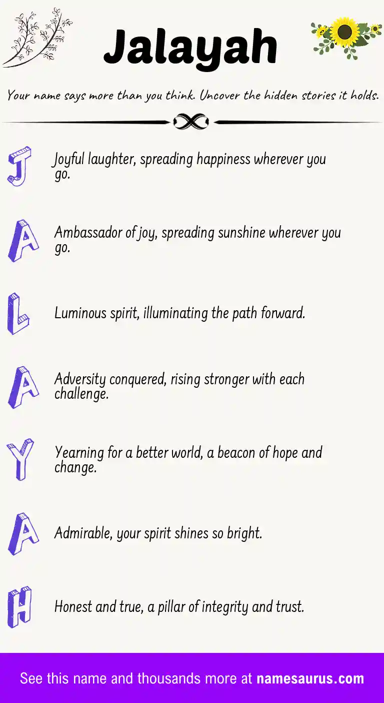 Acrostic poem about Jalayah.