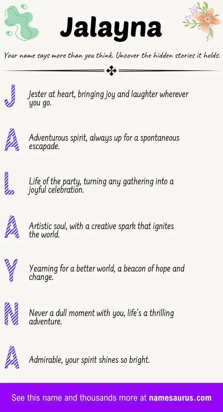 Acrostic poem about Jalayna.
