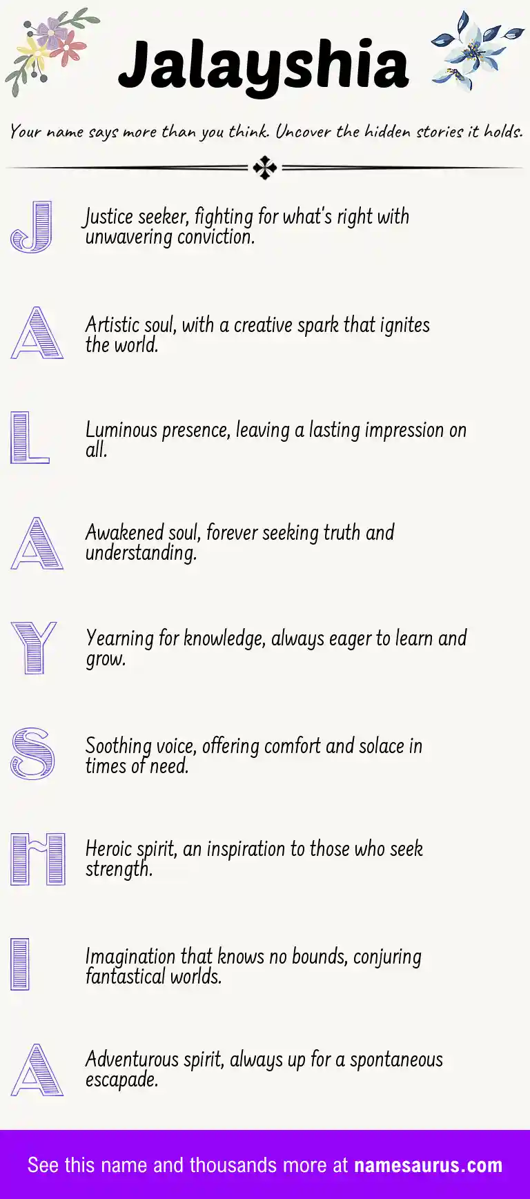 Acrostic poem about Jalayshia.