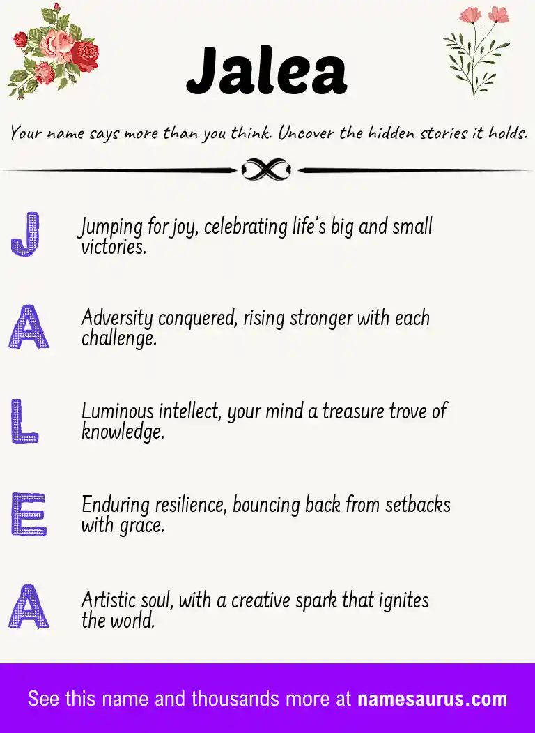 Acrostic poem about Jalea.