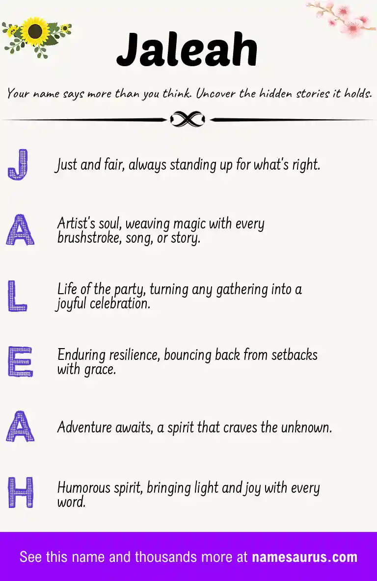 Acrostic poem about Jaleah.