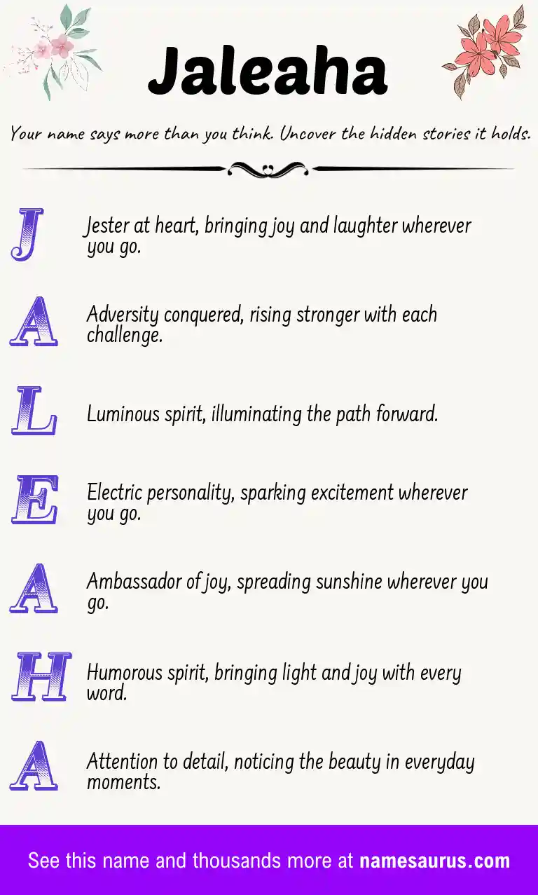 Acrostic poem about Jaleaha.